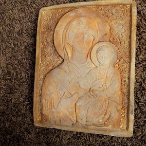 Vintage Our Lady of Perpetual Help Cement Wall Hanging Art